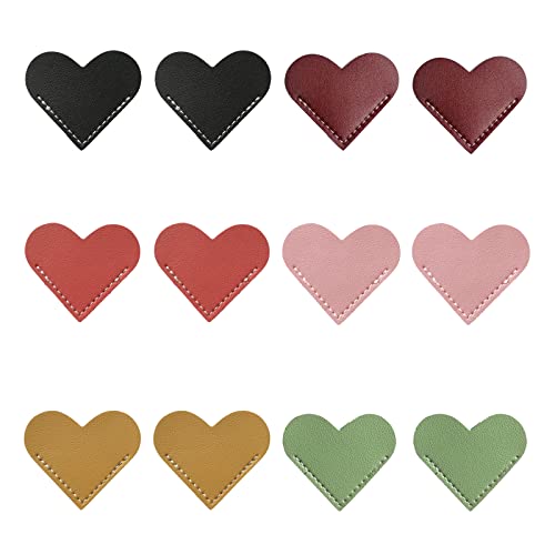 12Pcs Leather Heart Bookmark Heart Corner Cute Leather Bookmark Reading Accessories, Gift For Women Kids Book Lovers (6 Colors) #TOP2