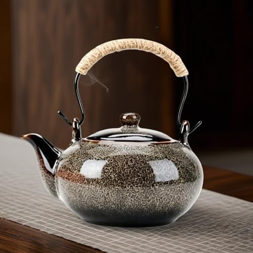 Image of Japanese Teapot with Infuser Ceramic Tea Pot with Removable Stainless Steel Filter for Loose Tea 25 OZ /750ml for Office Home Men Women as Gift Grey