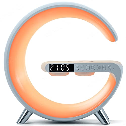Etamibel 4 In 1 Wireless Charger Night Light Lamp| Bluetooth Speaker Alarm Clock| 15W Fast Charging| Home Office Study Bedside Wireless Charging Lamp For Iphone Samsung Huawei Xiaomi Qi-Enabled Phones #TOP2