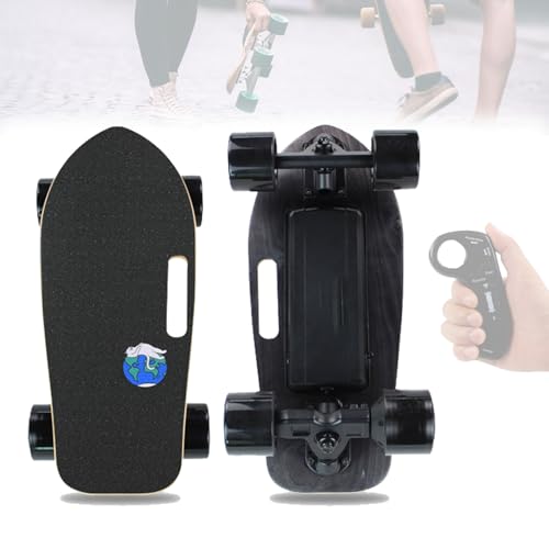 Feiphla Longboard EléCtrico, Cruiser De Madera De Bambú, Cruiser Motorizado, Frenado Suave, con Control Remoto De 4 Velocidades, para Todas Las Edades EarthCat-15kmRange