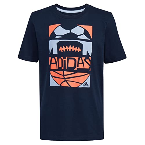adidas Boys' Short Sleeve Cotton Field Goals Graphic Tee T-Shirt