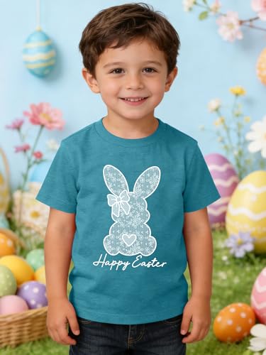 Image of Ithalt Kids Easter Shirts for Girls Cute Bunny Graphic Tshirt Easter Long Sleeve Tops 5-14y