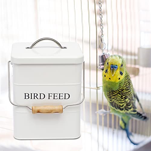 Geyecete Vorratsbehälter für Vogelfutter, Futtertonnen für Trockenfutter Mit Griff, luftdichter Behälter für Tierfutter-2.5kg Kapazität-Weiß