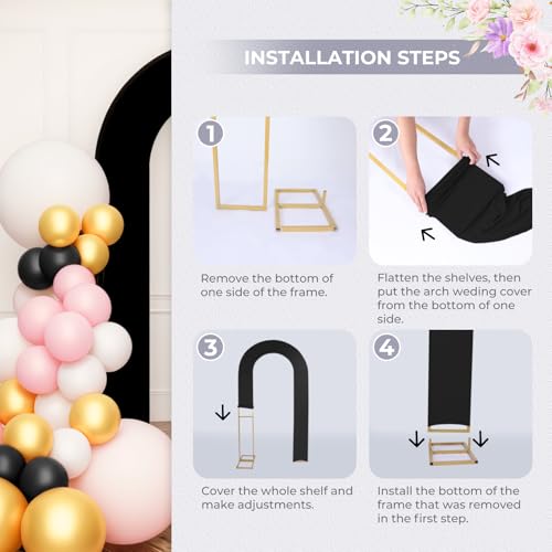 Babenest 7.2FT Spandex Open Arch Backdrop Cover for Party Wedding, Black - image 4