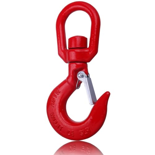 Image of 1 Ton Swivel Lifting Hook Heavy Duty, Round Rotating Hook with Safety Latch, High Quality Alloy Steel Resistant Corrosion for Lifting Chains Port Transportation Factory