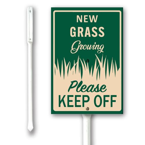 Geroclonup Yard Sign New Grass Growing Please Keep Off Yard Signs With Stake Sturdy 20x30cm Rustproof Aluminum Privacy for Lawn Garden Decor, Easy to Install, Outdoor Use