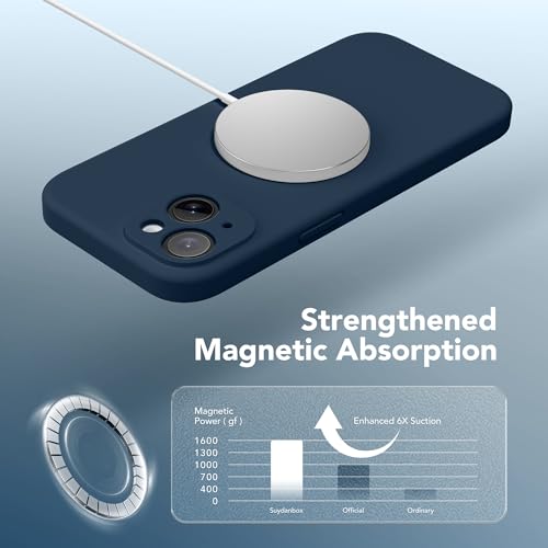 Image of Magnetic for iPhone 14 Case, Compatible with MagSafe, [Full Camera Protection][Screen Protector] Silicone Shockproof Protective Phone Case for iPhone 14 6.1 inch, Cobalt Blue