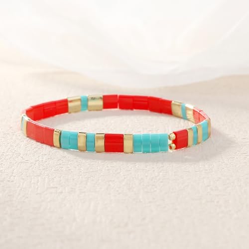 Image of KELITCH Women Pearl Beaded Bracelet Tila Stretch Bracelets Candy Colors Friendship New Jewelry