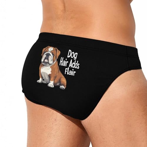Dog Hair Adds Flair English Bulldog Dog Printed Swim Briefs for Men Sexy Bikini Swimwear Elastic Beach Trunks Bathing Suit4