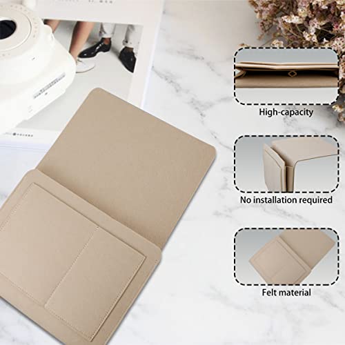 GLADFRESIT Felt Bedside Organizer - Storage Caddy for Phone Books, Glasses, Tablet, Remote - Hanging Bunk Pocket (White) - Image 3