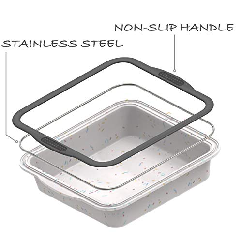 Aichoof Silicone Square Cake Pan 8 X 8 Inch With Reinforced Stainless Steel Frame Inside, Non-Stick Square Baking Mold For Homemade Brownie, Bread, Pie And Lasagana, Bpa Free, Dishwasher Safe #TOP2