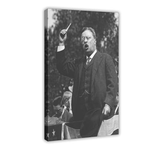 Tableau Theodore Roosevelt en noir et blanc sur toile de coton premium
