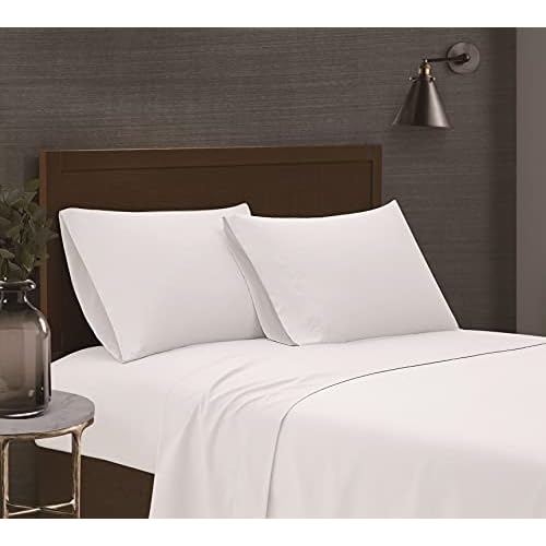 London Fog – Garment Wash Solid King 6 Piece Sheet and Pillowcase Set – Soft Microfiber Fabric – White
