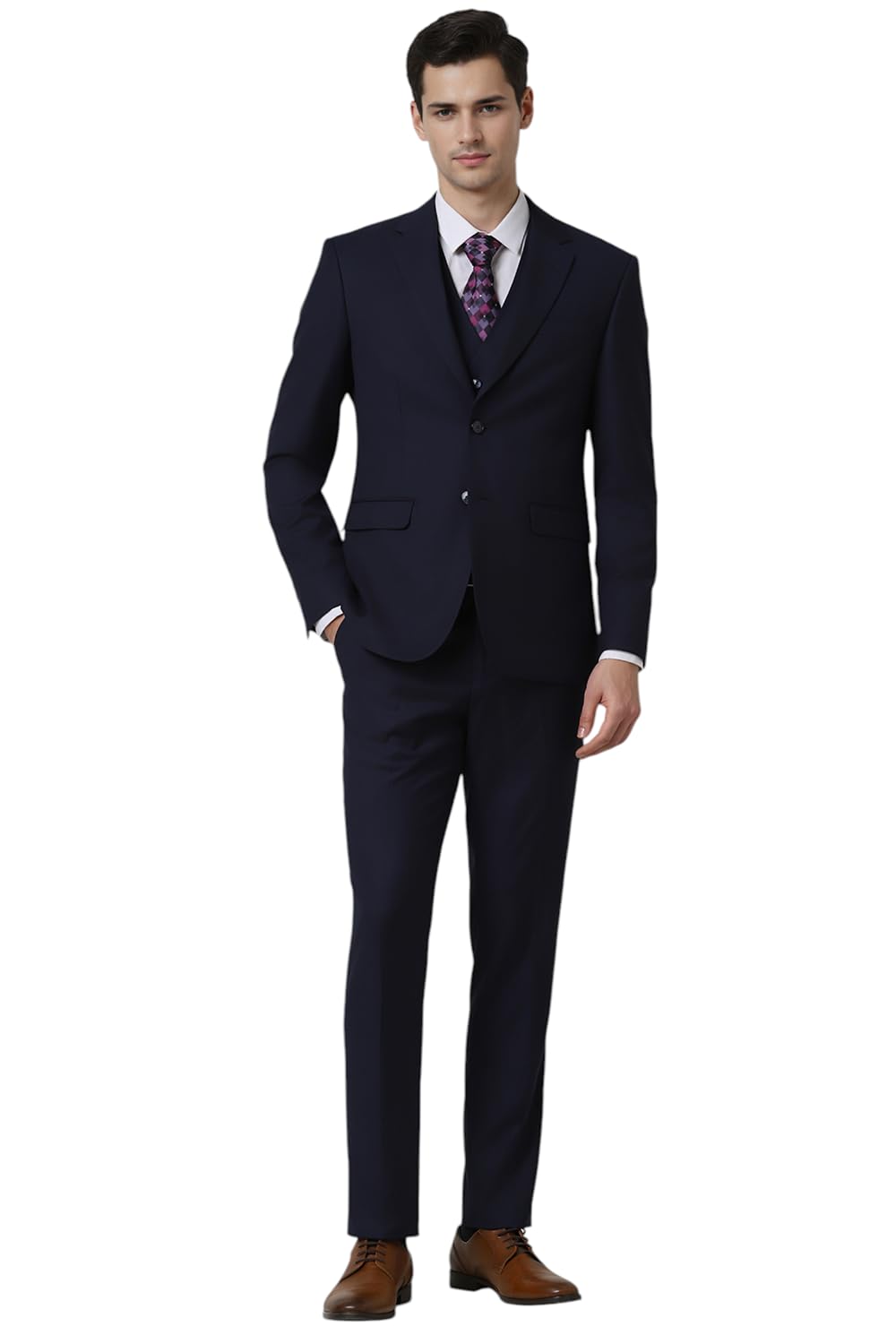 Men's Polyester Blend Three Piece Suit-Dress Set