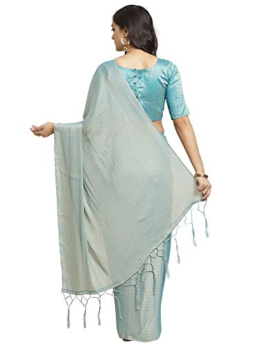 Image of AKHILAM Women's Chanderi Pure Georgette Saree with Blouse Piece