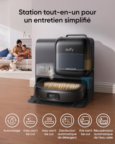 Robot aspirateur eufy Omni E28 Aspiration Turbo 20 000 Pa Système HydroJet Brosses DuoSpiral - vue 9
