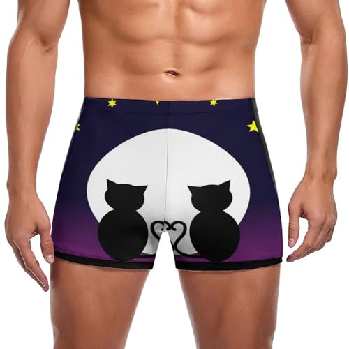 Boxer de bain homme imprimé lune et chat finitions haut de gamme