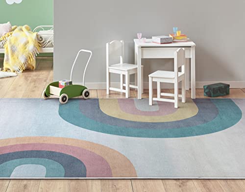 Well Woven Kids Rugs Kaleidoscope Rainbow 5' X 7' Multi Pastel Modern Printed Machine Washable Area Rug #TOP7