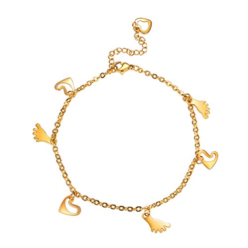 PROSTEEL Tobilleras Mujer Pulsera de Tobillo con Abalorios Pie Acero Inoxidable Joyas para Mujeres Chicas 55+5cm Ajustable