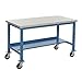 Global Industrial Mobile Production Workbench, Plastic Laminate Safety Edge, 48" W x 30" D, Blue