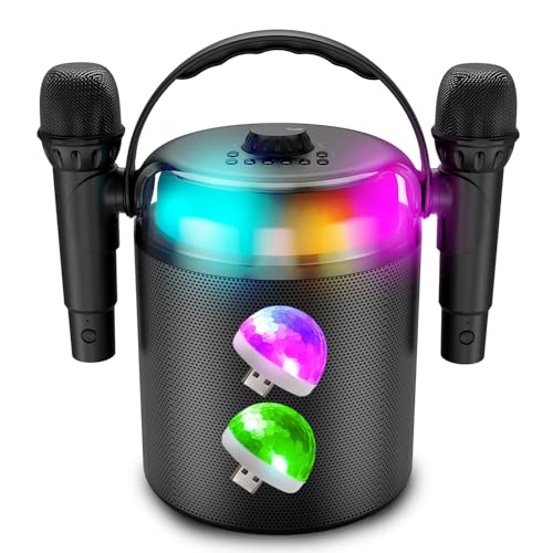 Altavoz Playkaraoke 120 W LED RGB, Bluetooth USB, 2 micrófonos inalámbricos, efectos de voz, compatible con TV inteligente, 2 mini luces LED