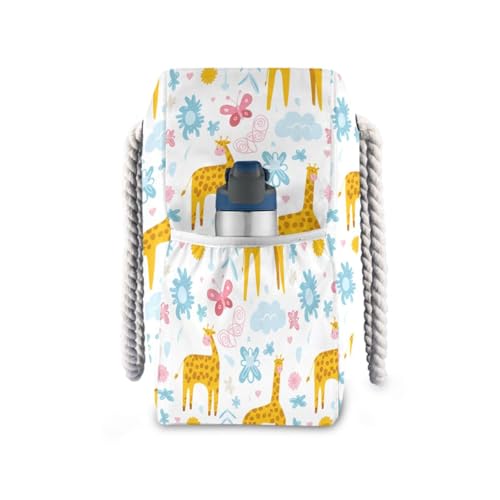 Giraffes Beach Bag & Travel Tote Bag Large Sandproof with Zipper Closure, Wet Pouch for Swim Gym Travel, Lightweight Foldable Outdoor Bag3