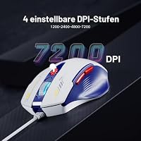 Uineer Maus mit Kabel, 7200 DPI, 6 Tasten, ergonomisch, Plug & Play – Ansicht 4