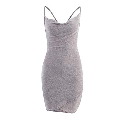 Image of VANCOL Women's Sexy Glitter Spaghetti Strap Mini Party Dress