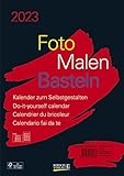 Foto-Malen-Basteln Bastelkalender A4 schwarz 2023: Fotokalender zum Selbstgestalten. Aufstellbarer do-it-yourself Kalender mit festem Fotokarton.