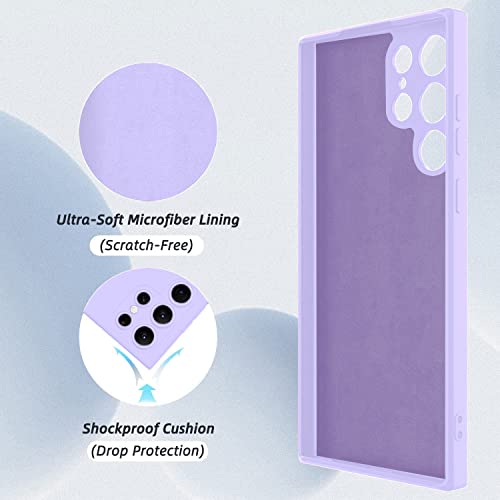 Image of DIZORO Microfiber Candy Case Compatible for Samsung Galaxy S22 Ultra Shockproof Slim Back Cover Liquid Silicone Bumper Camera Protective Phone Cover (Purple)