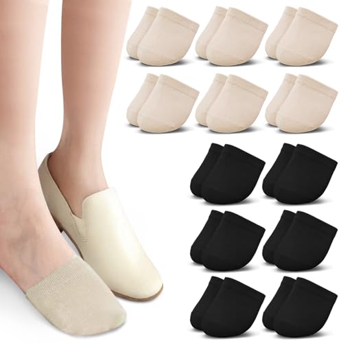 8/12 Pairs Womens No Show Half Socks – Cotton Invisible Liner Toe Topper Covers for Mules Clogs Flats Slip-Ons