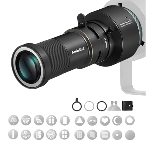 Ambitful AL300Pro AL300 PRO Max optyczny uchwyt Bowens Mount Snoot, z 20 Gobos/36° obiektyw optyczny Snoot Spotlight do fotografii Video Shape Light Studio