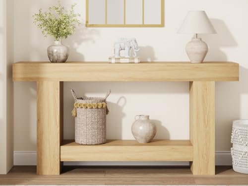 63 Inches Long Console Table for Entryway, Farmhouse Console Table for Living Room, 2-Tier Large Sofa Table with Storage, Wooden Entryway Entry Table for Entrance, Hallway
