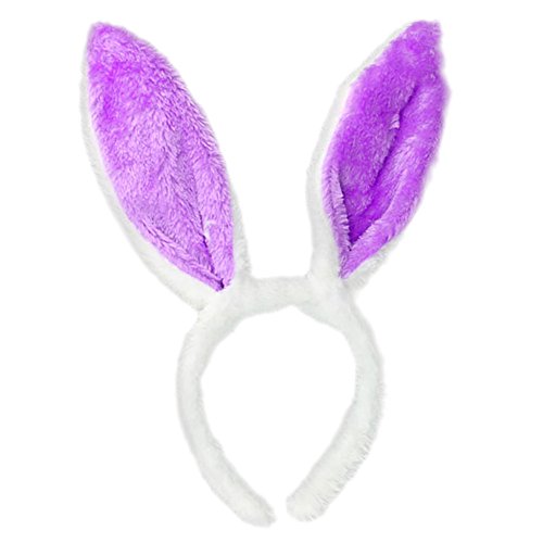 Kariwell Easter Gift, Easter Boys Girls Adult Hair Band Plush Rabbit Ear Headband Hair Band Hair Accessories (Purple)