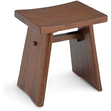 StrongTek Teak Shower Stool, 18-Inch Solid Teak Wood Bath Seat Bench for Bathroom, Spa & Home, Ergonomic Curved Seat, Water-Resistant, 350 lbs Capacity, Stable Structure & Smooth Finish, Dark Brown
