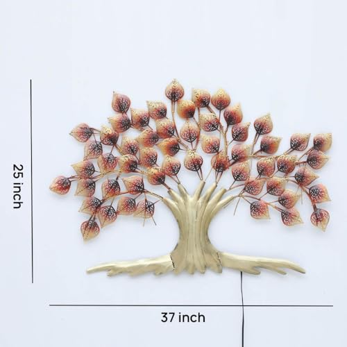 Image of Metal Tree Wall Art Wall Hanging Multicolour Wall Decor Perfect for Living Room, Home, Bedroom Office, Hotel (Without LED)