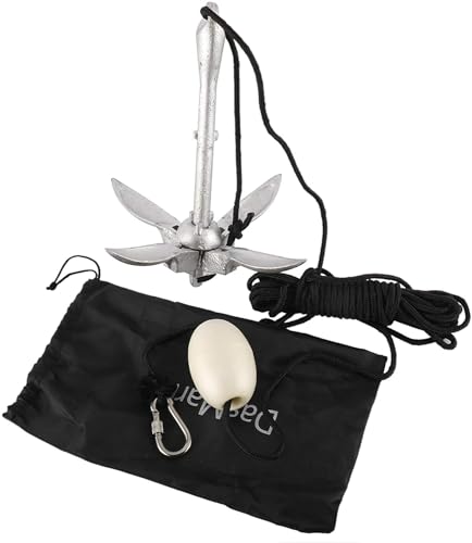 DasMarine - DasMarine Galvanized Kayak Anchor Kit - 3.3lbs, 40 ft Marine Rope, Buoy, Foldable Storage Bag, Grappling Hook - Ideal for Fishing, Kayaking, and Boating
