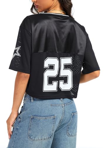 Women Jersey Shirts Cropped Graphic Tees Cute Y2k Crop Top Football Shirts Streetwear4