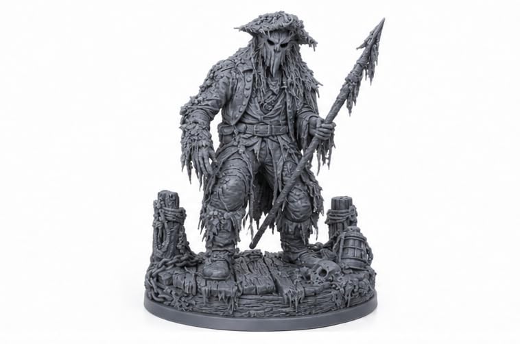Hexen Miniatures Fantasy Monster Duo Set with Stat Card – 2 x 32mm Resin Tabletop RPG Miniatures – Collectible Creature Sets for Roleplaying, Wargaming & Painting ((09.Drowned Assassin))