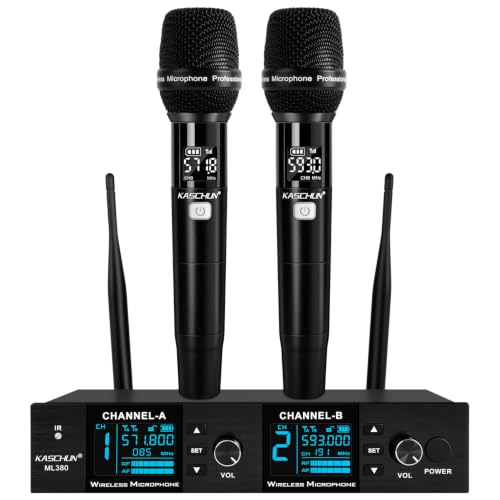 Kaschun Dual UHF Auto Scan Handheld Wireless Microphone System