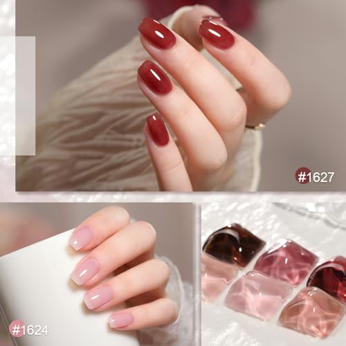 Gaoy Gel Nail Polish Kit With Uv Light For Beginners, 6 Colors Nude Red Pink Brown Sheer Gel Polish, Gel Nail Kit With Top Coat And Base Coat For Diy Gel Manicure At Home thumb #3