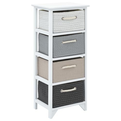 Roanoer Mueble auxiliar de madera de paulownia, estilo rústico con 4 cajones, armario de noche, para salón y pasillo, 35 x 27 x 86 cm