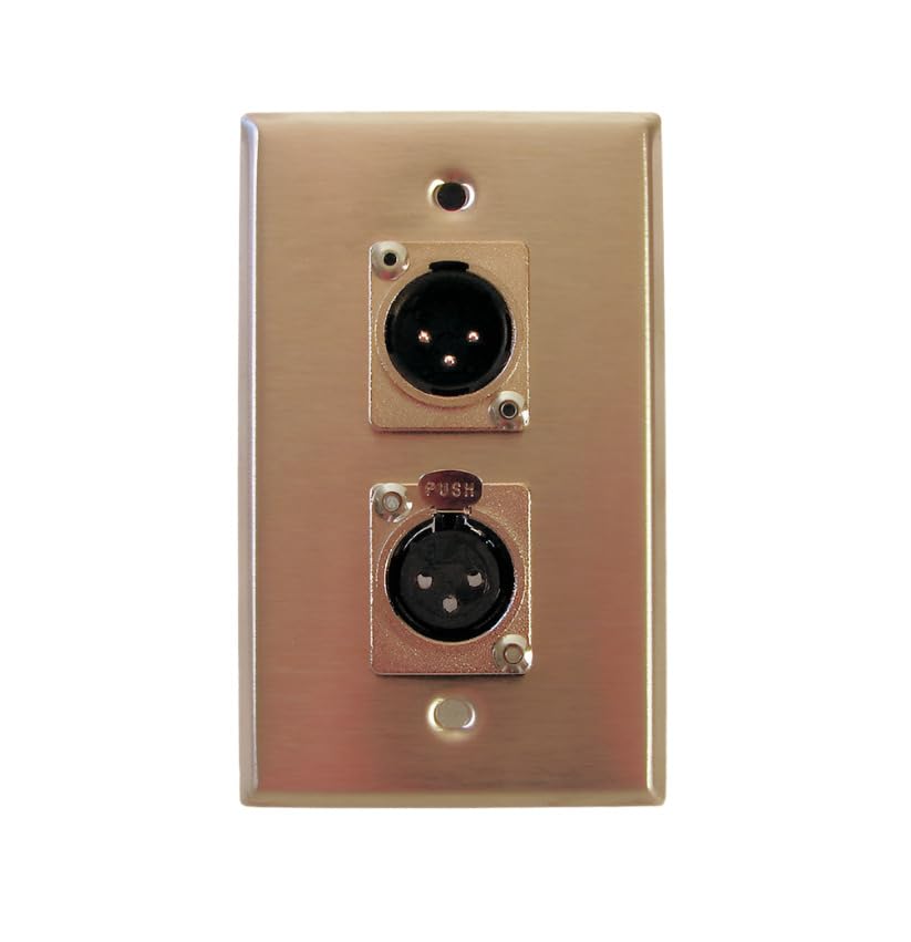 PROCRAFT SPL-1XF1XM-SS 1 Gang Stainless Steel Wall Plate Loaded w/1 XLRF 1 XLRM