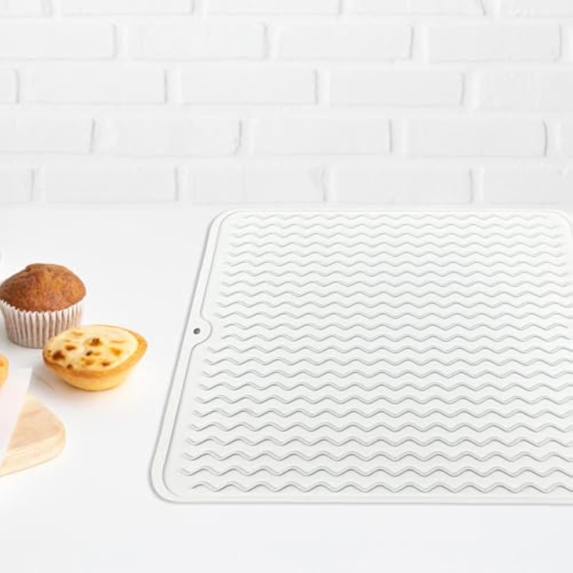Dish Drying Mat for Kitchen, White