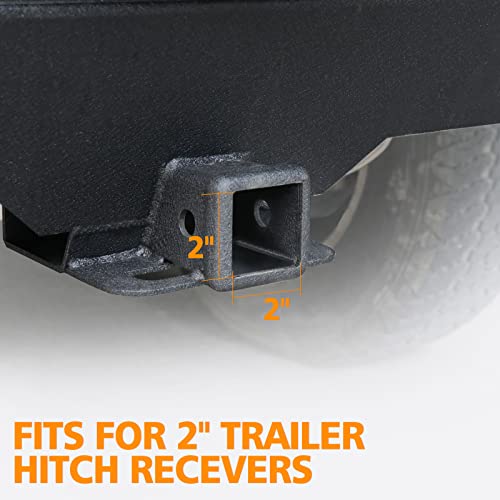 Boslla Trailer Hitch Cover, Metal 2" Inch Tow Rear Receivers Plug Covers Black With Stainless Steel Pin Bolt For Trucks, Rv, Cars (Happy Campers) #TOP2