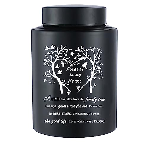 6 Inches Small Urn for Human Ashes Stainless Steel Mini Cremation Urn Small Keepsake Urn Memorial Ashes Container-Black