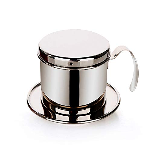 TOPINCN Vietnamese Coffee Drip Filter, Stainless Steel Pour Over Coffee Maker, Portable Coffee Drip Brewer for Home, Office, Travel (Silver)