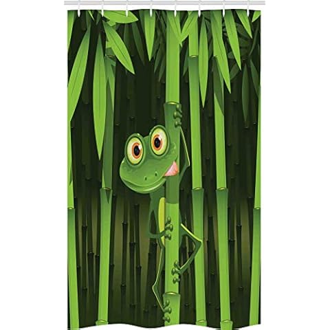 ABAKUHAUS Animal Cortina para baño, Selva Rana arborícola Diversión, Tela con Estampa Digital Cover