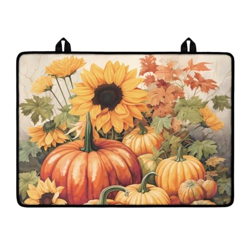 Image of Glass Ceramic Top Stove Cover Anti-Scratch Universal Induction Cooktop Protector Mat for Electric Stove with Non-Slip Rubber Backing, 29 x 21 Inch, Fall Pumpkin Sunflower Maple Leaf Print