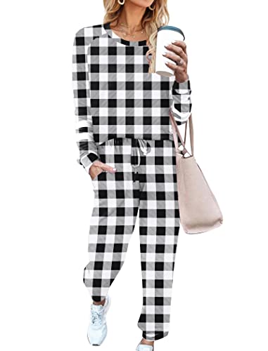 Ekouaer Sweatsuits Womens Loungewear Set Tracksuit Long Sleeve Pajamas Set with Pockets 2 Piece Outfits Lounge Sets